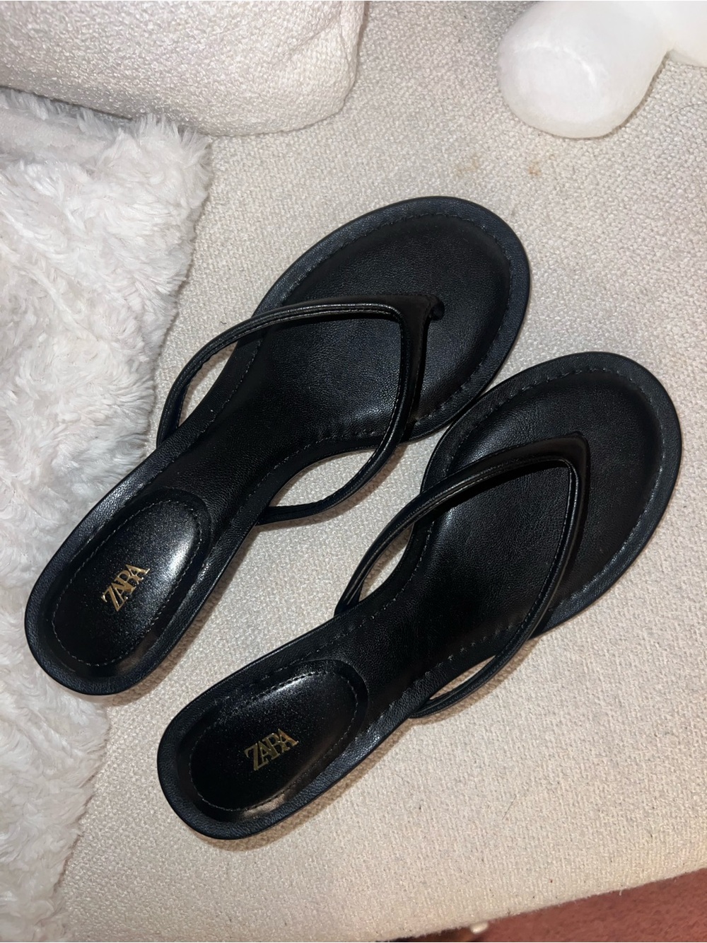 Zara Black Leather Heel Sandals